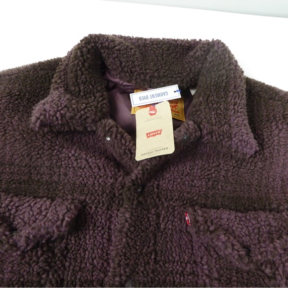 Levi’s Faux Sherpa Relaxed Fit Vintage Trucker Work Jacket NWT Plaid Dyed - Picture 11 of 12